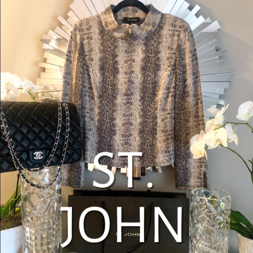 ST. JOHN SNAKESKIN PRINT ZIP UP